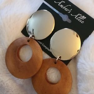 Earrings Wood and Gold